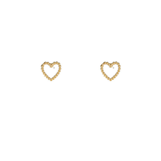 Beaded Heart Studs - Gold