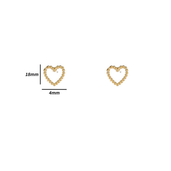 Beaded Heart Studs - Gold