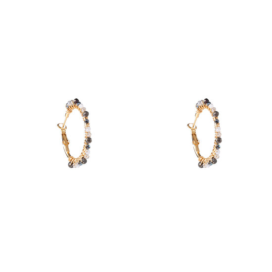 Beaded Glam Hoops - Black and White