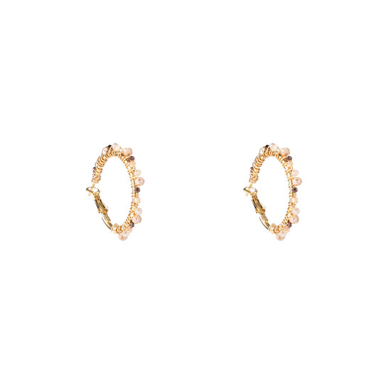 Beaded Glam Hoops - Creme