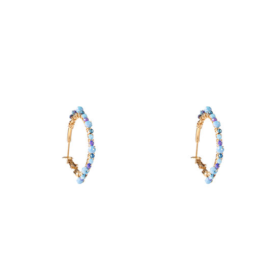 Beaded Glam Hoops - Blue