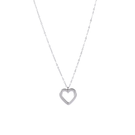 Braided Heart Necklace - Silver