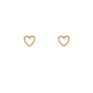 Beaded Heart Studs - Gold