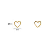 Beaded Heart Studs - Gold