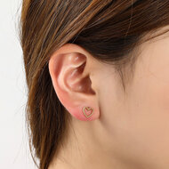 Beaded Heart Studs - Gold