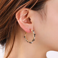 Beaded Glam Hoops - Black and White