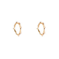 Beaded Glam Hoops - Creme