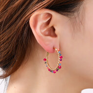 Beaded Glam Hoops - Multicolor